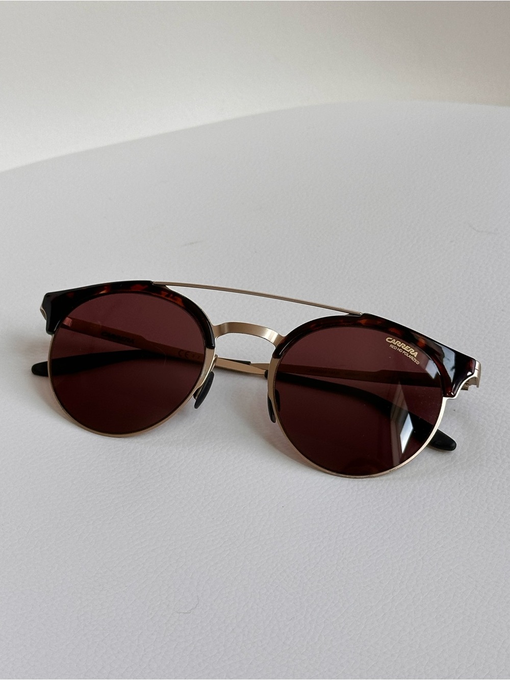Carrera Tortoiseshell & Gold Sunglasses Red HD Polarized Lenses Women’s Men’s
